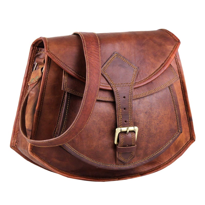 HULSH Leather crossbody bags for women A perfect Brown Leather purses and handbags for Everyday use | Handmade Leather handbags for women | Unique and Stylish brown leather purse - Image 1