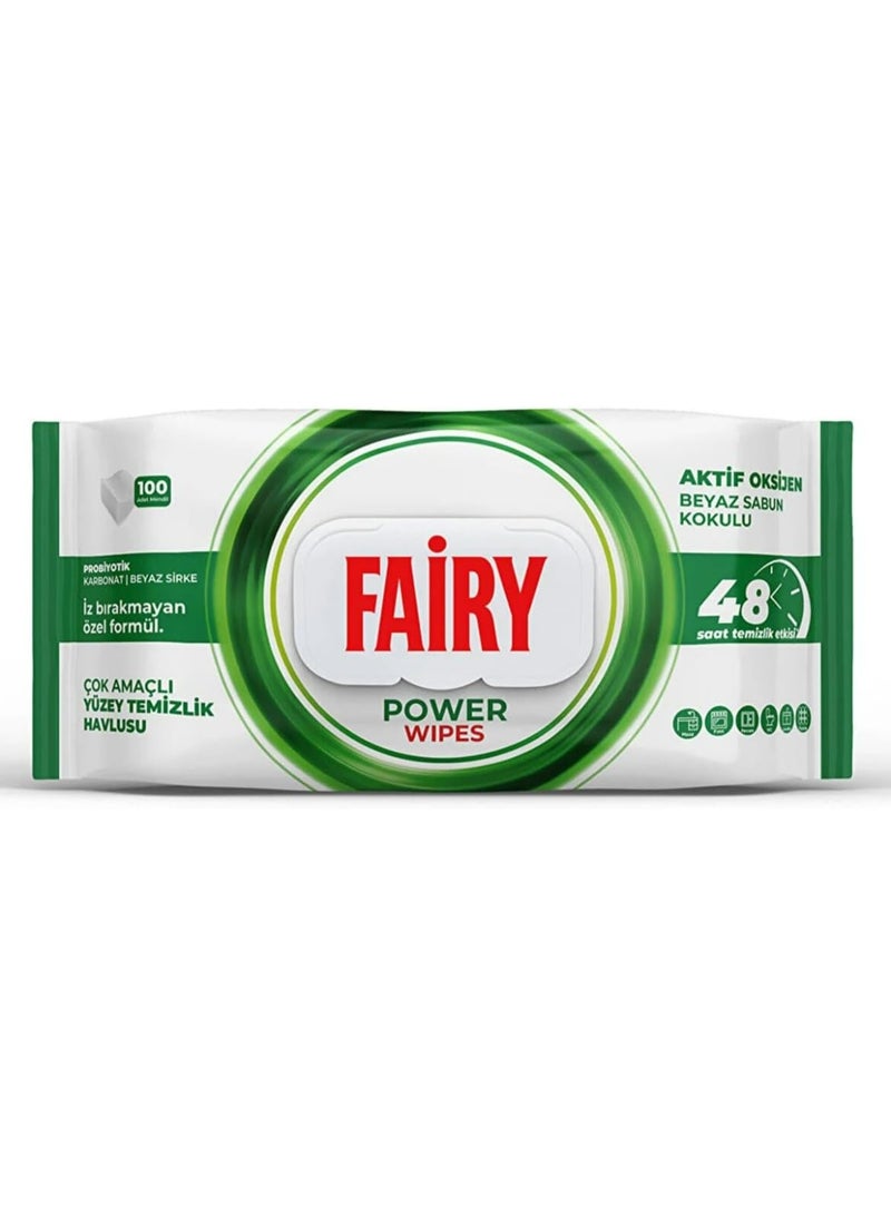 Fairy Multi-Purpose Surface Cleaning Towel 100 Sheets | White Soap | White Vinegar & Carbonate | 48 Hours Cleaning Effect | Traceless Formula - Image 1