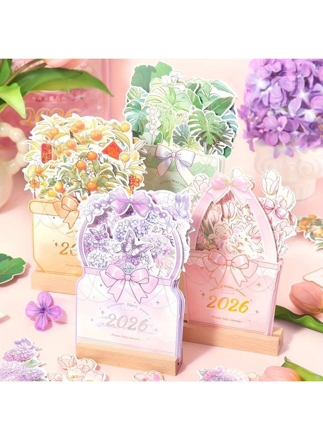 تقويم مكتبي "حلم ليلة منتصف الصيف" الزهري الأرجواني مع علامات شهرية ومخطط يومي - Image 3