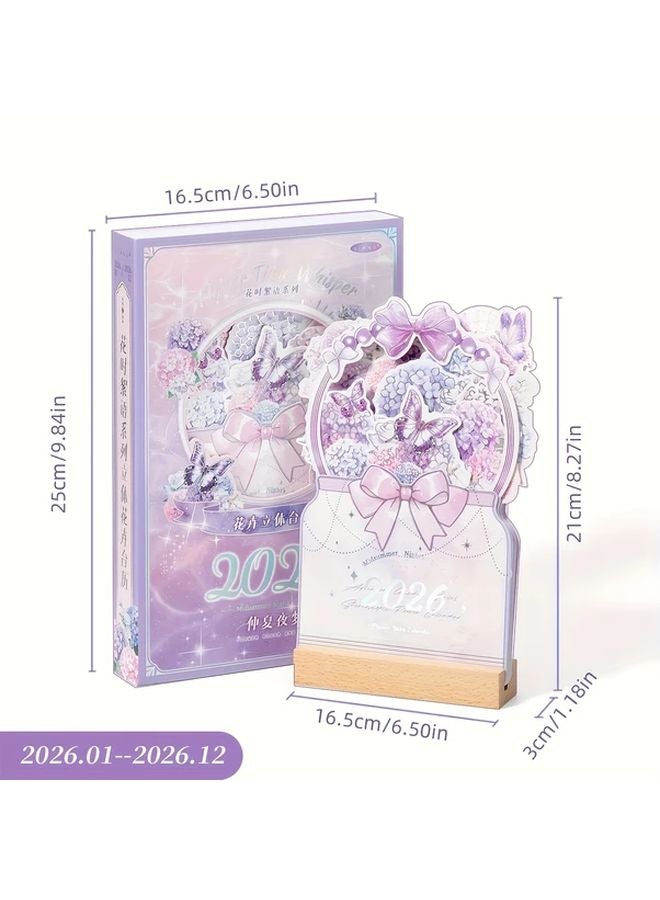 تقويم مكتبي "حلم ليلة منتصف الصيف" الزهري الأرجواني مع علامات شهرية ومخطط يومي - Image 4