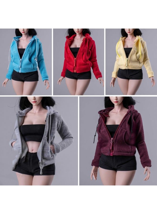 Fremego 1/6 Scale Female Clothes,Female Zipper Hoodie Coat Top Clothes for 12inch PH TBL JO Worldbox Action Figure (Gray) - Image 5