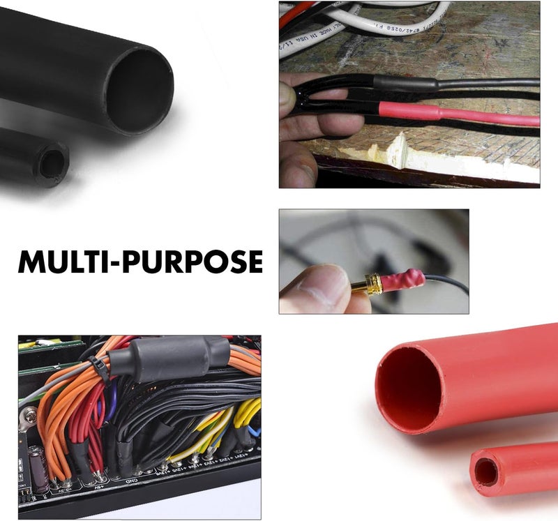 Young4us 2 Pack 3/8" Heat Shrink Tube 3:1 Adhesive-Lined Heat Shrinkable Tubing Black&RED 4Ft - Image 5