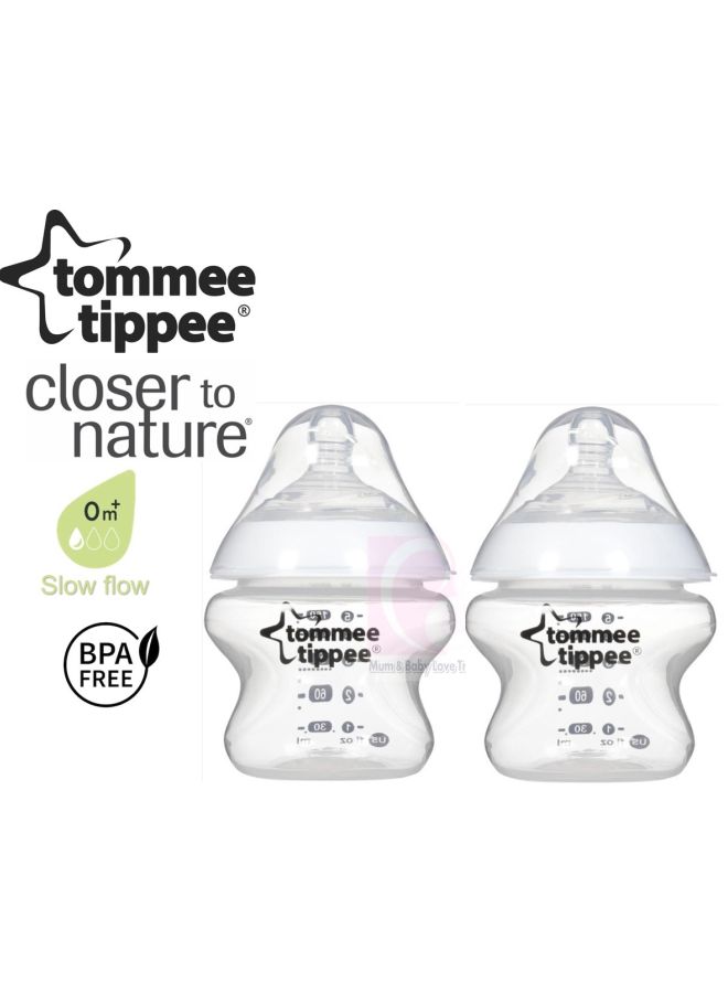 tommee tippee Closer To Nature Feeding Bottle, Pack Of 2, 150ml - Clear/White/Black - Image 3