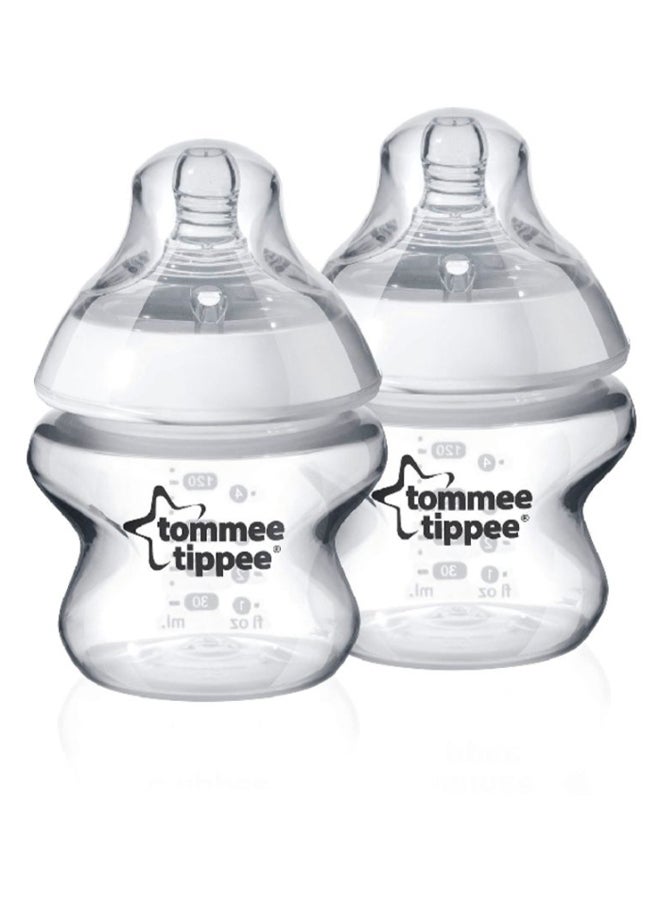 tommee tippee Closer To Nature Feeding Bottle, Pack Of 2, 150ml - Clear/White/Black