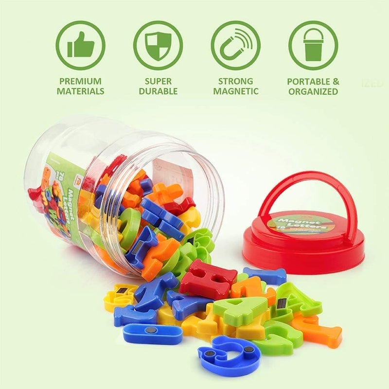 Coogam Magnetic Letters Numbers Alphabet Fridge Magnets Colorful Plastic ABC 123 Educational Toy Set Preschool Learning Spelling Counting Include Uppercase Lowercase Math Symbols for Toddlers (78 Pcs) - Image 4