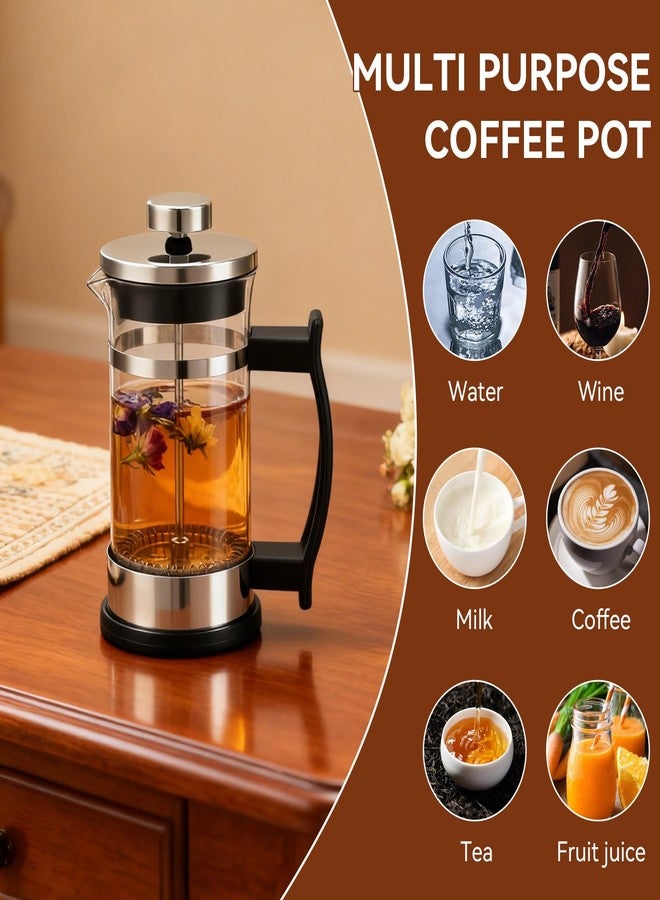 Tomedny French Press Coffee Maker, Stainless Steel Glass Coffee Pot Cold Brew Tea Maker for Kitchen Travel Camping - Image 4