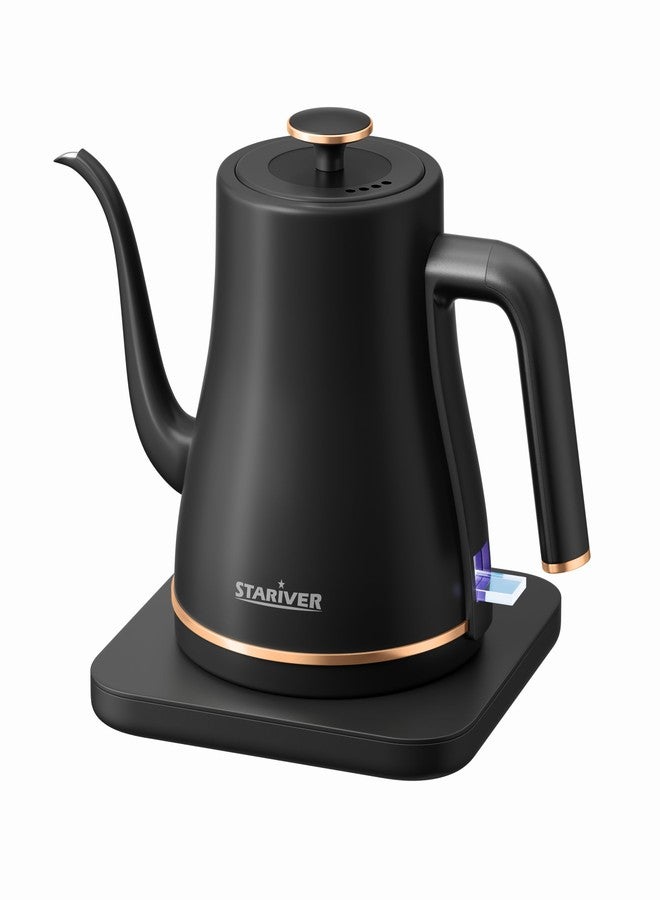 Stariver Gooseneck Electric Kettle, 0.8L Electric Tea Kettle Tea Pot, Pour Over Coffee Kettle with Stainless Steel Inner Lid & Bottom, Water Boiler with Auto Shut Off and Boil Dry Protection, Black - Image 1