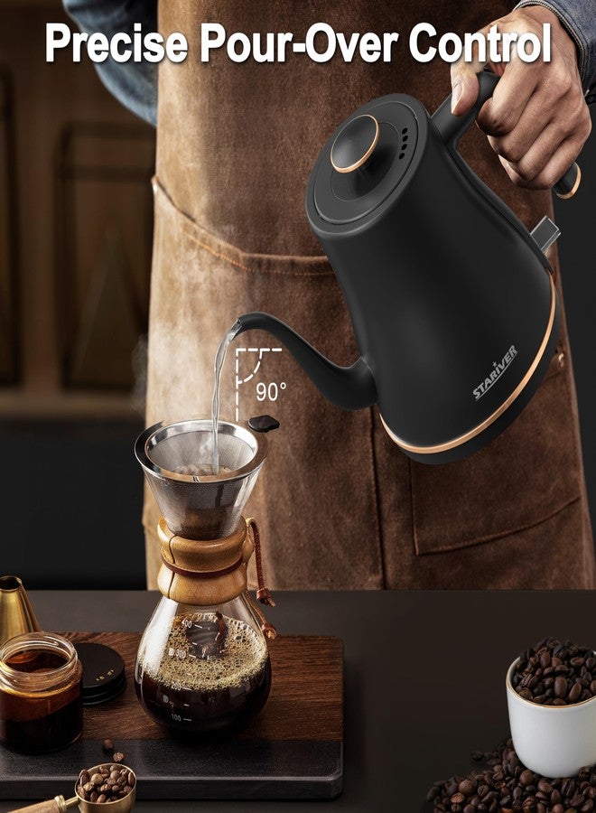 Stariver Gooseneck Electric Kettle, 0.8L Electric Tea Kettle Tea Pot, Pour Over Coffee Kettle with Stainless Steel Inner Lid & Bottom, Water Boiler with Auto Shut Off and Boil Dry Protection, Black - Image 4