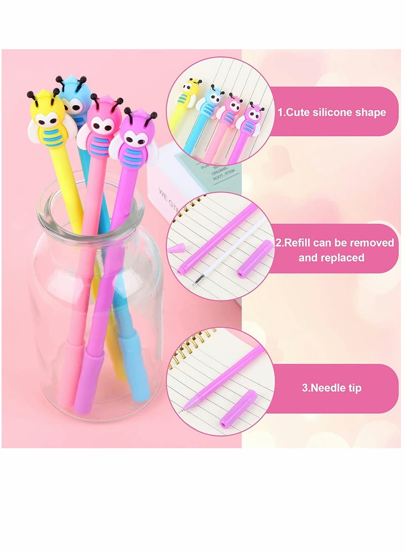 KASTWAVE Ballpoint Pens Cute Bees Gel Pens 12 Pcs Gift Cute Cartoon Pens Black Ink Signature Pens Great Party Supplies School Supplies Bee Party Favors Gifts Toys for Kids Women Coworkers Hostess Girlfriend - Image 3