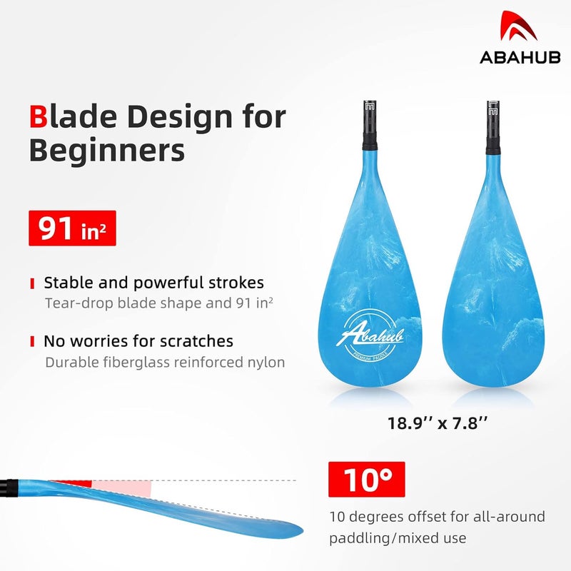 Abahub مجاذيف SUP من ألياف الكربون، 1 × 3 أقسام قابلة للتعديل 67" - 86" عمود ألياف الكربون، مجاذيف خفيفة الوزن للوقوف على الألواح، مع حقيبة حمل - Image 2