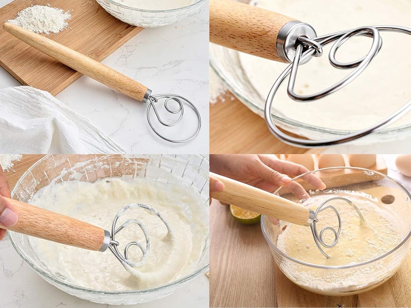 TrueColor Danish Dough Whisk Stainless Steel Dutch Style Hand Bread Mixer Dough Whisk Baking Tool For Pastry or Pizza Style 1 - Image 2