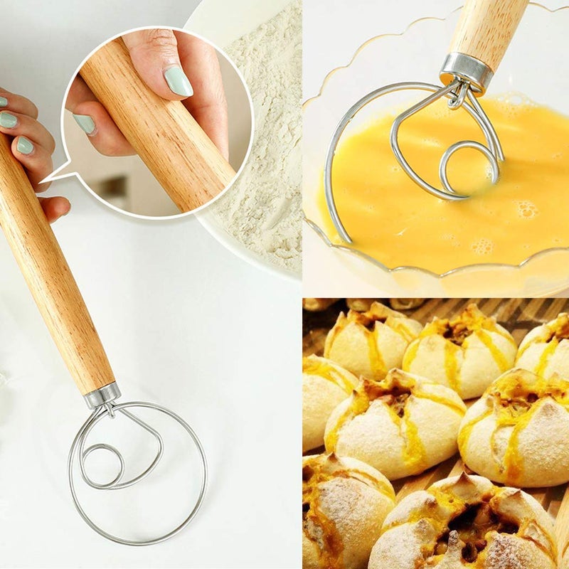 TrueColor Danish Dough Whisk Stainless Steel Dutch Style Hand Bread Mixer Dough Whisk Baking Tool For Pastry or Pizza Style 1 - Image 5