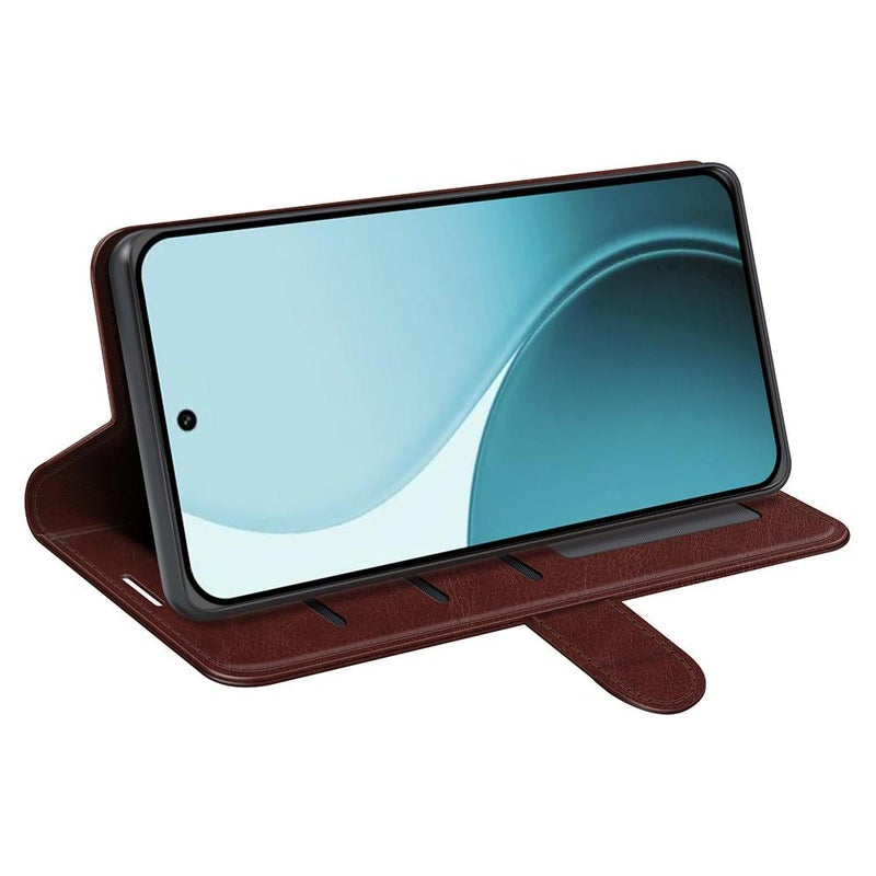 إيروريكس جراب هاتف جلدي قلاب أفقي لهاتف OPPO Reno14 F 5G R64 (بني) - Image 5