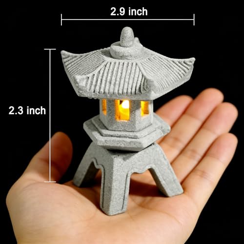 Daisylily Japanese Pagoda LED Lamp Statue Figurine LED Lantern Pagoda Statue Figurines for Home Table Decor Style C - Image 3