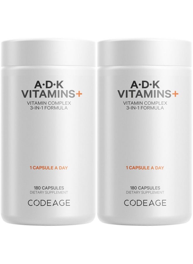 Codeage Codeage ADK Vitamins Supplement - Essential Vitamin A, D3 5000 IU, K1 & K2 (MK4 & MK7) - 6-Month Supply - 1 Capsule per Serving, Non-GMO, Gluten-Free - 2-Pack  - Image 1