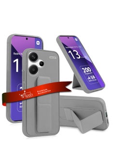 Wtech Xiaomi Redmi Note 13 Pro+ / Xiaomi Redmi Note 13 Pro Plus 5G 2023 Hand Grip Foldable Magnetic Kickstand Wrist Strap Finger Grip With Built-In Iron Case Cover - Grey  - Image 1