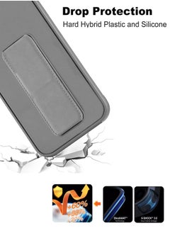 Wtech Xiaomi Redmi Note 13 Pro+ / Xiaomi Redmi Note 13 Pro Plus 5G 2023 Hand Grip Foldable Magnetic Kickstand Wrist Strap Finger Grip With Built-In Iron Case Cover - Grey  - Image 4