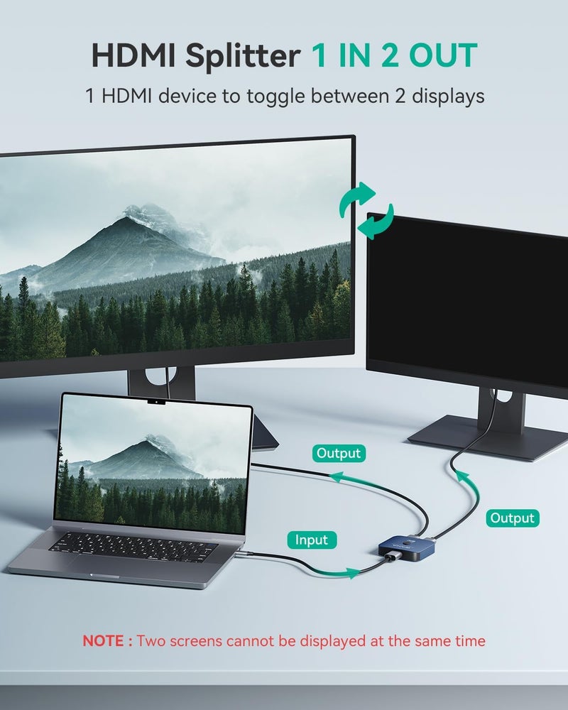 جانا مفتاح HDMI 2.1، موزع ومحول HDMI 8K 2 مدخل و1 مخرج، يدعم 4K@120Hz، 8K@60Hz، 48 جيجابت في الثانية، محور HDMI فائق الدقة ثنائي الاتجاه من الألومنيوم متوافق مع PS5/4، Xbox، Roku، Apple TV، Fire Stick - Image 3