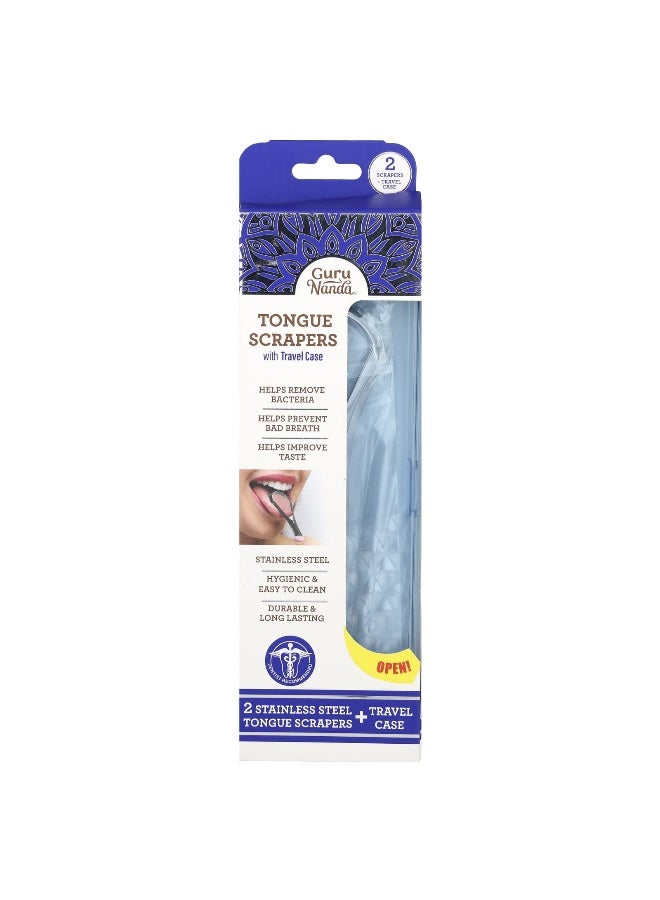 GuruNanda GuruNanda, Tongue Scrapers With Travel Case, 2 Piece Kit - Image 1