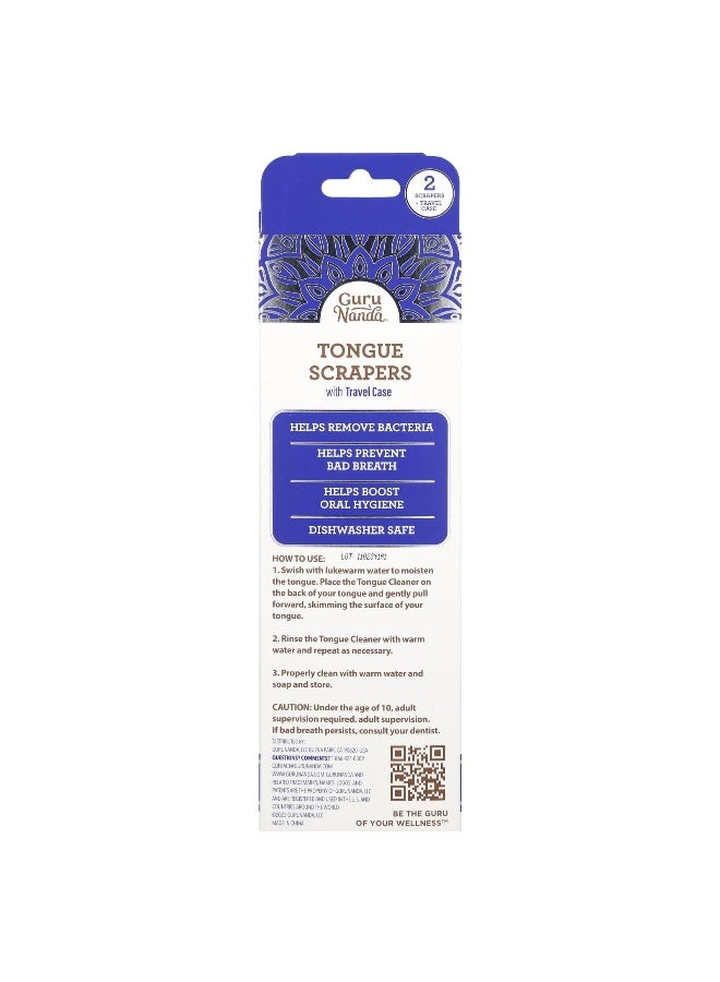 GuruNanda GuruNanda, Tongue Scrapers With Travel Case, 2 Piece Kit - Image 2