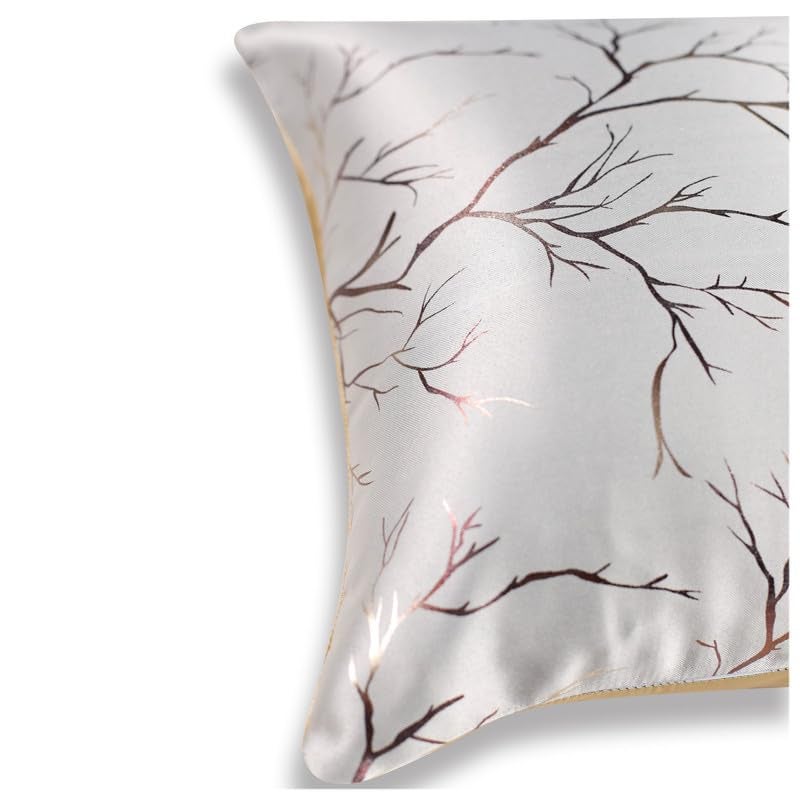 Vendola Decorative Foil Blackout Cushion Cover 24 Inch x 24 Inch, Sofa Pillow Cover Set, Light Grey Color, Foil Shimmer Glittery Pattern, Diwali Festive, (Light Grey, 24X24 Inches, Set of 2) - Image 2