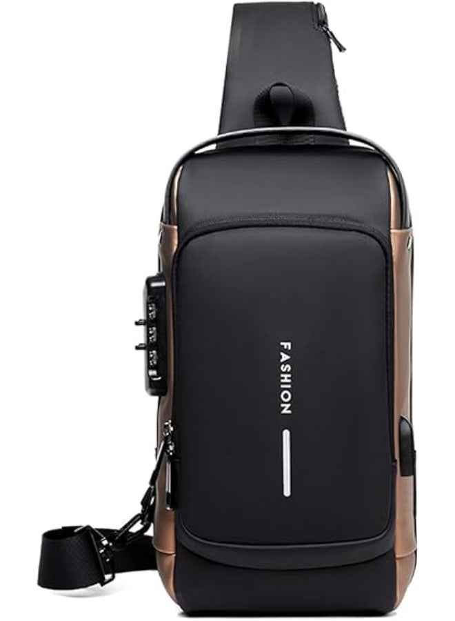 FANDARE Anti-theft Chest Bag Business Shoulder Bags Satchel Bag with USB for Men Travel Hiking Cycling Camping Excursion Waterproof Multi-Pockets Small Backpack - Image 1