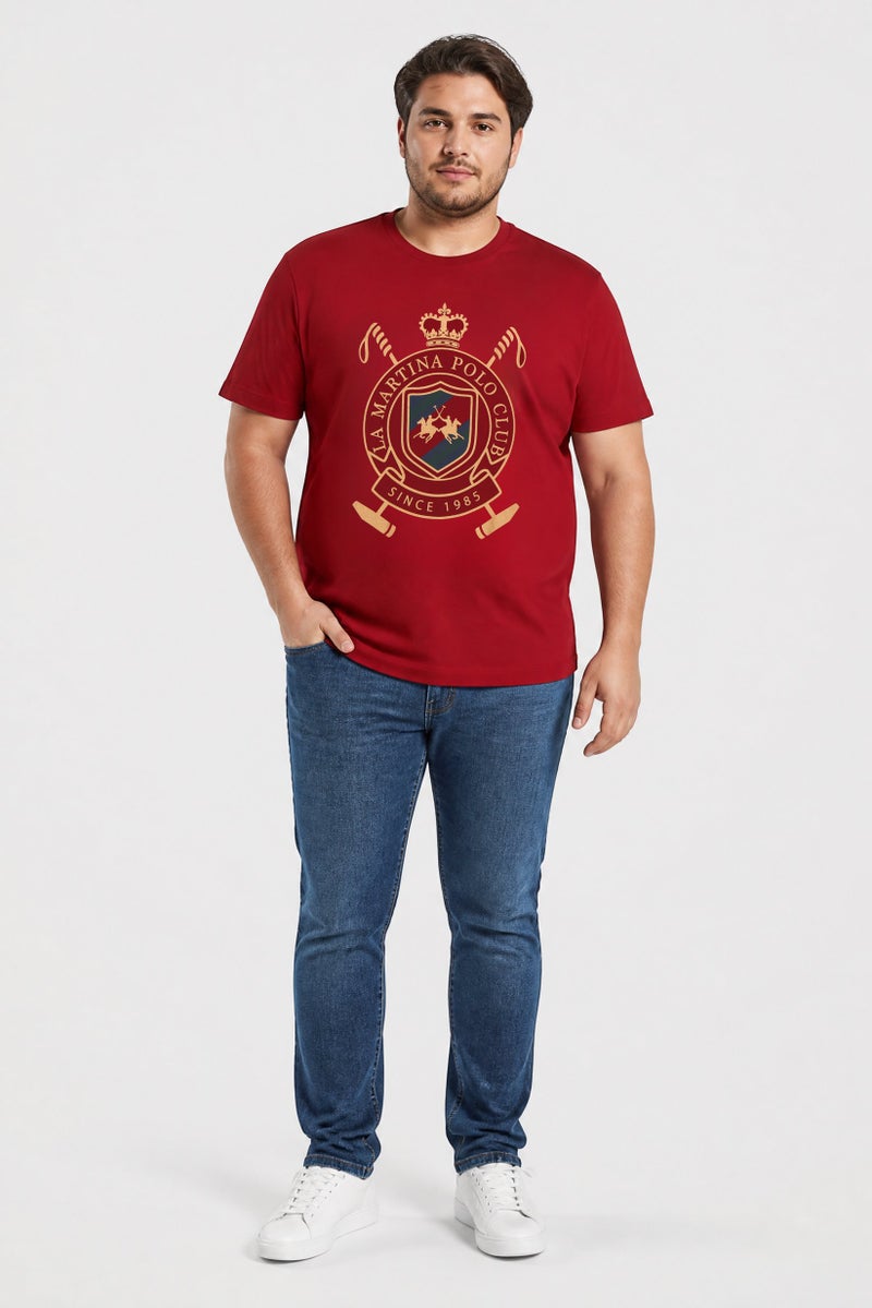 La Martina Men Crew Neck Short Sleeve Graphic Print T-Shirt, Burgundy - Image 4