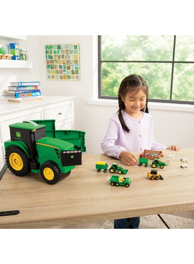 TOMY John Deere Value Set and Carrying Case - Portable Tractor-Shaped Carrying Case with 10 Compartments - Farm Toys - 18 Count - 3 Years and Up - Image 4