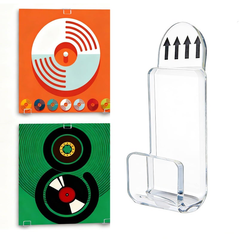 Kalami 18 Pcs Vinyl Record Shelf Wall Mount Self Adhesive Clear Acrylic Record Holder Racks No Drill for Double LPs Album Covers - Image 2