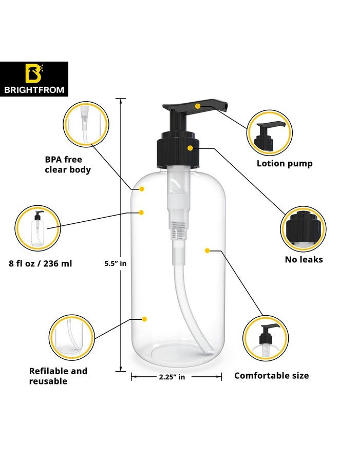 برايت فروم زجاجات مضخة لوشن فارغة سعة 8 أونصة، عبوات بلاستيكية قابلة لإعادة التعبئة، خالية من مادة BPA من Pete1، شفافة، رائعة للاستخدام مع الصابون والشامبو والمستحضرات وصابون الجسم السائل والكريمات وزيوت التدليك (عبوة من قطعتين، أسود) - Image 2