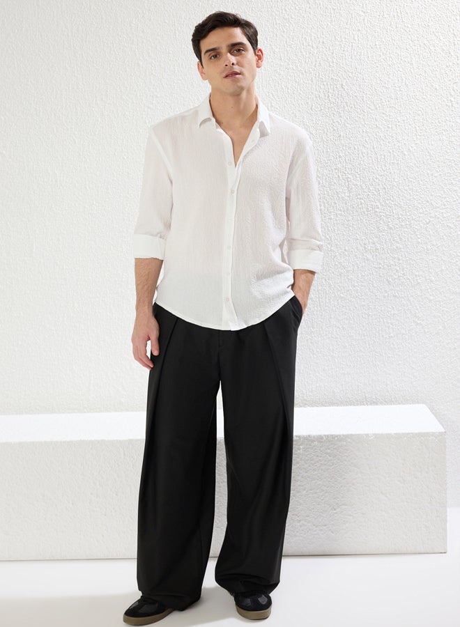 trendyol White Regular Fit Long Sleeve Loose Seasonal Shirt - Image 1