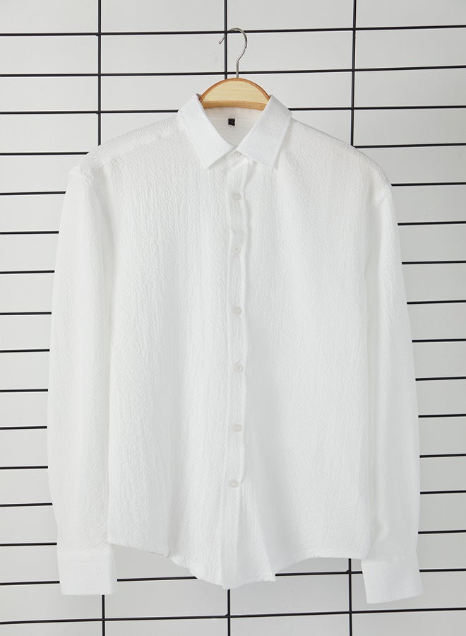 trendyol White Regular Fit Long Sleeve Loose Seasonal Shirt - Image 5