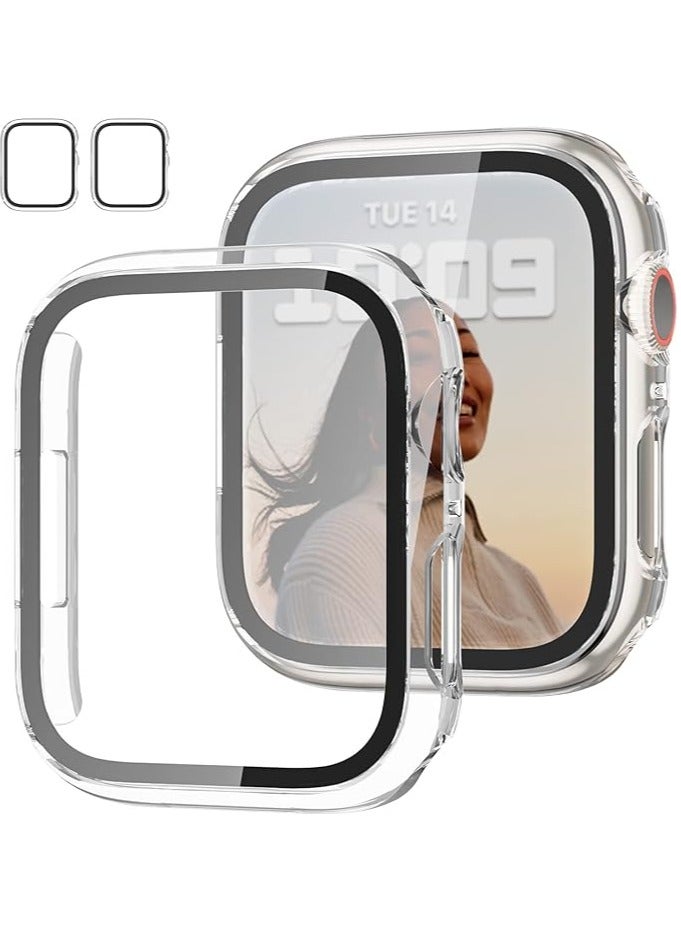 بيوينتي حافظة مع واقي شاشة زجاجي مقسّى لساعة Apple Watch Series 9/8/7، واقي حماية كامل التغطية من الزجاج المقسّى لساعة iWatch مقاس 45 ملم - Image 1