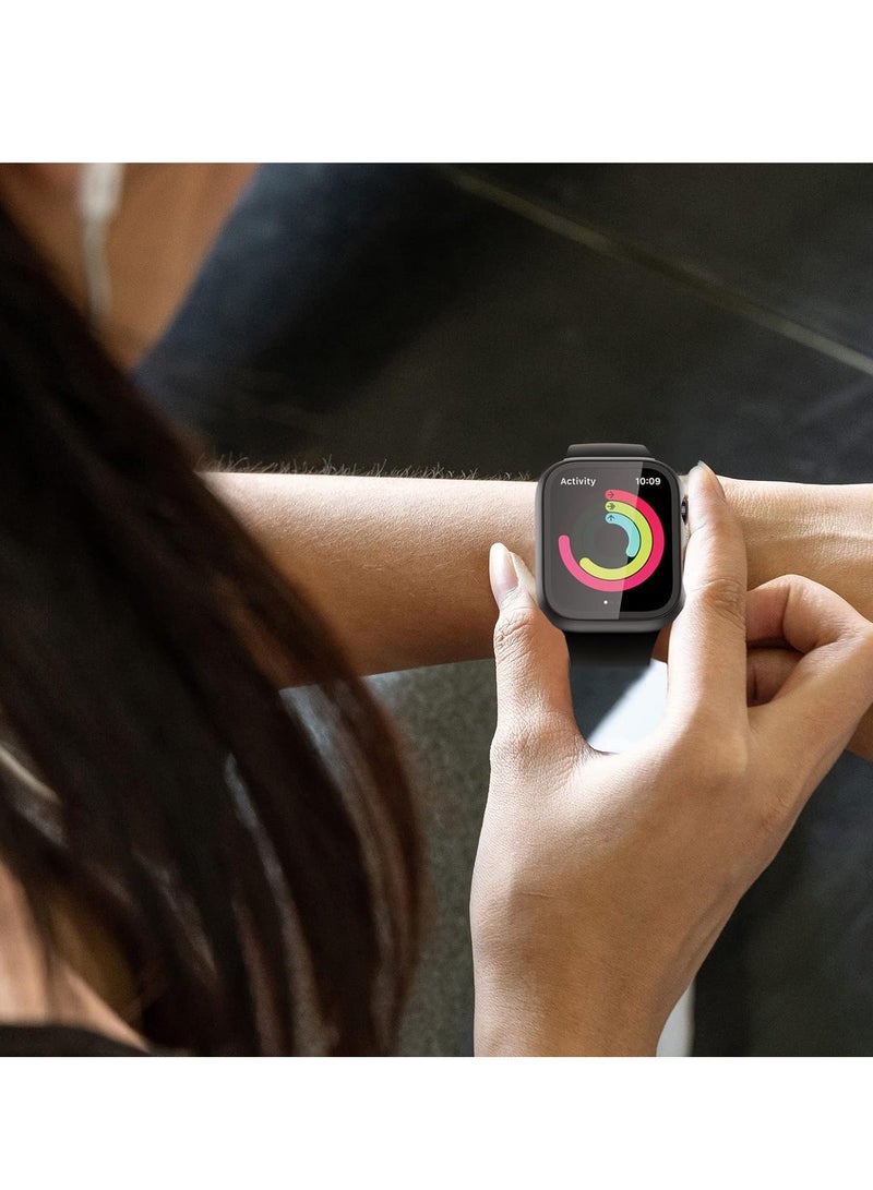 بيوينتي حافظة مع واقي شاشة زجاجي مقسّى لساعة Apple Watch Series 9/8/7، واقي حماية كامل التغطية من الزجاج المقسّى لساعة iWatch مقاس 45 ملم - Image 5