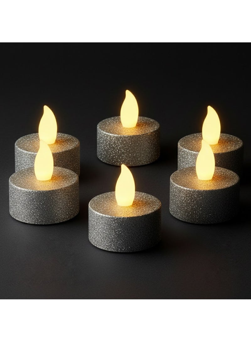ZAYO LED Tealight Candles Battery Operated Flameless Tea Light Candles for  Home & Table Decoration, Diwali, Festival & Wedding Party Decor Lights, Silver - 6 Pieces Pack - Image 3