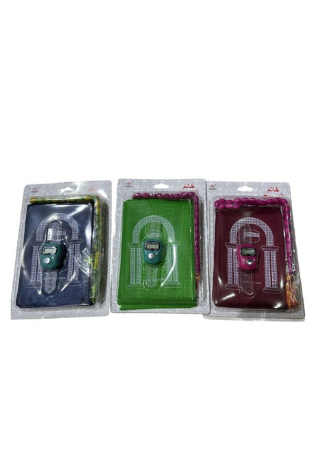 Prayer Mat With Digital Tasbih And Rosary Beads Set Of 3 Multicolor