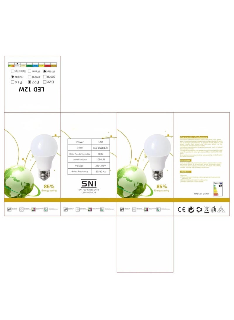 فيرست برو عبوة 5 مصابيح LED بقوة 12 واط E27 إضاءة أبيض بارد 6500 كلفن، موفرة للطاقة، 1080 لومن، قاعدة برغي قياسية للإضاءة الداخلية - Image 3