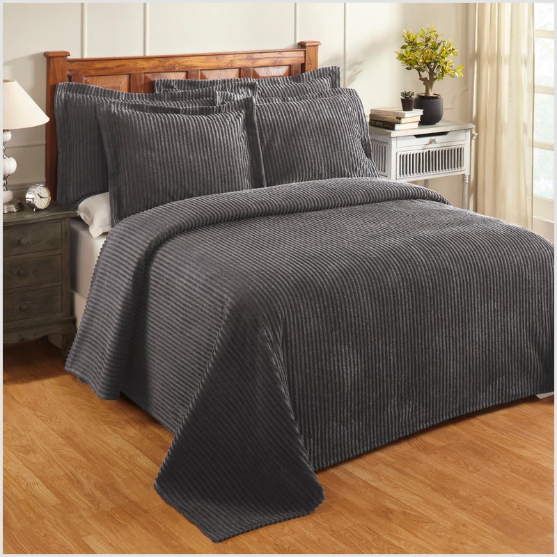 Better Trends Chenille Bedspreads Full/Double Size, Gray 100% Cotton Chenille Stripe Design Tufted Bedding Coverlet Soft Lightweight, 96"x110" 1 Pieces Jullian Collection - Image 5