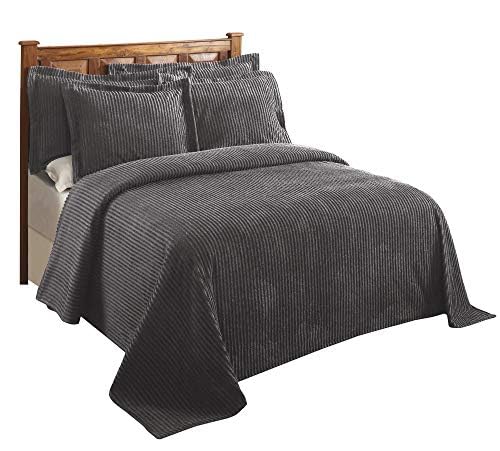 Better Trends Chenille Bedspreads Full/Double Size, Gray 100% Cotton Chenille Stripe Design Tufted Bedding Coverlet Soft Lightweight, 96"x110" 1 Pieces Jullian Collection - Image 4