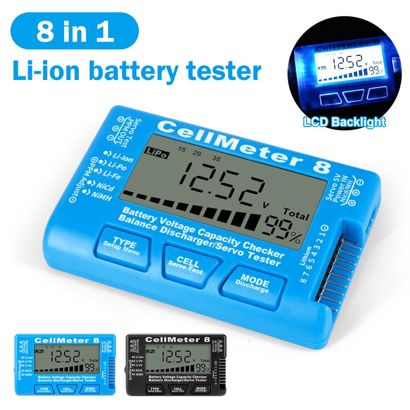 Digital Battery Checker: Blue ABS Material, LCD Backlight Display, Portable Handheld Battery Tester - Multi-Type Battery Support, Voltage & Capacity Detection for Electronic Tool Users - Image 2