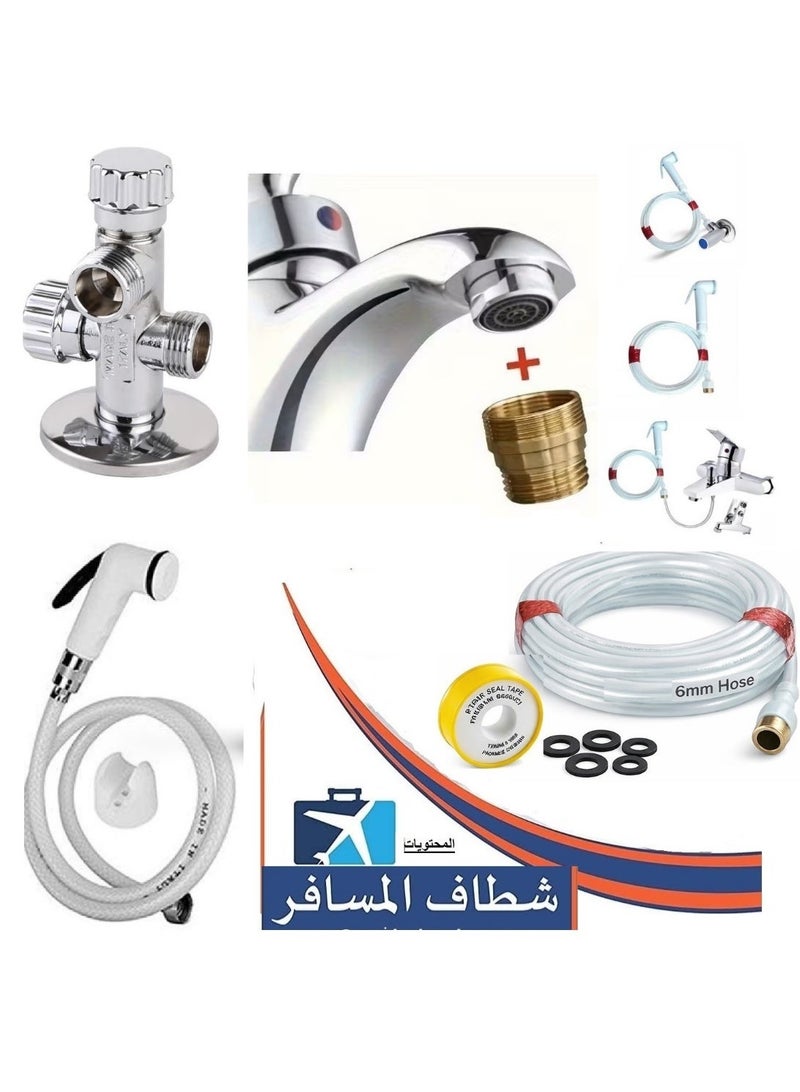 100% Professional choice Bathroom bidet consisting of a brass valve with 2 outlets, a 10-meter hose, and a complete white Italian bidet (+ brass adapter and rubber adapter with brass thread). - Image 1