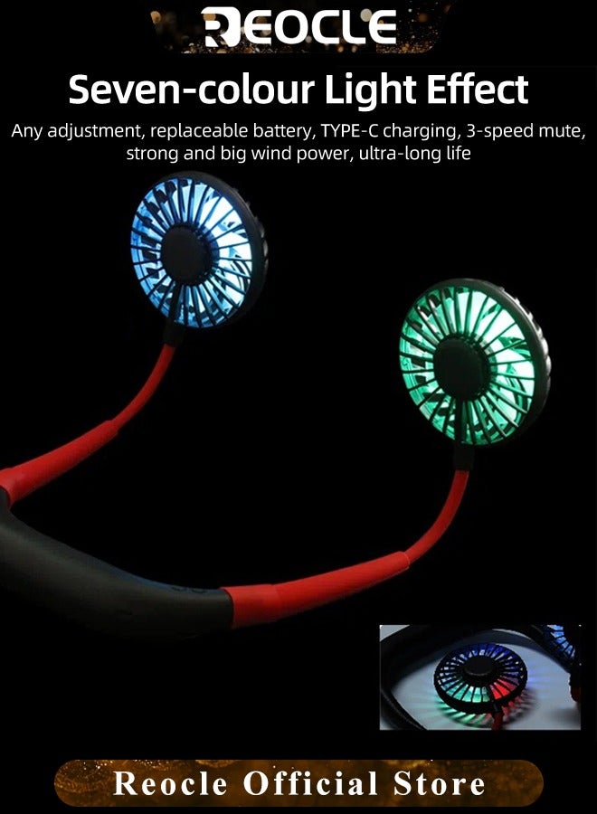 REOCLE Neck Fan Portable Face Fan Personal USB Hands Free Mini Wearable Sports Handheld Cooling Small New Fans Perfect for Working & Traveling & Office & Reading - Image 5