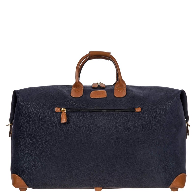 Bric's Brics LIFE Cargo Duffel Bag Luxury Travel Weekender with WaterResistant Faux Suede and Leather Details 22 Inch Blue - Image 2