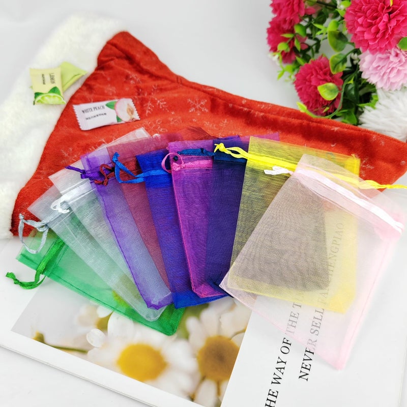 JUNSDUKE 10 Pcs Small Gift Bags, Mix Color Organza Bags 3x4 Inches, Mesh Drawstring Bag for Wedding, Party, Christmas, Jewelry, Candy (10) - Image 5
