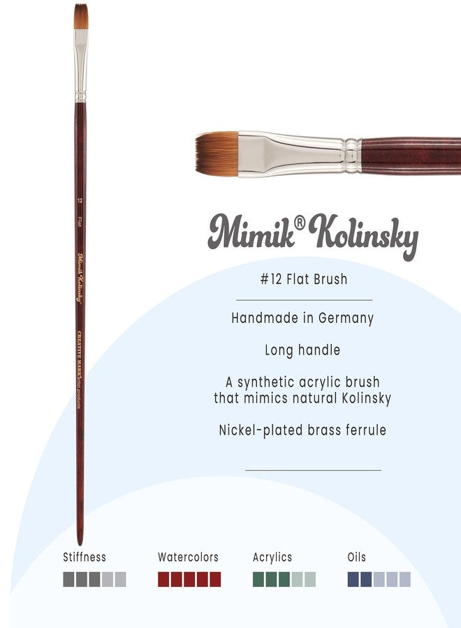 Creative Mark Mimik Kolinsky Watercolor Brush - # 12 Flat - Long Handle Synthetic Paint Brush - Handmade in Germany - Synthetic Sable Paint Brushes for Professional Artists - Animal-Friendly - Image 2