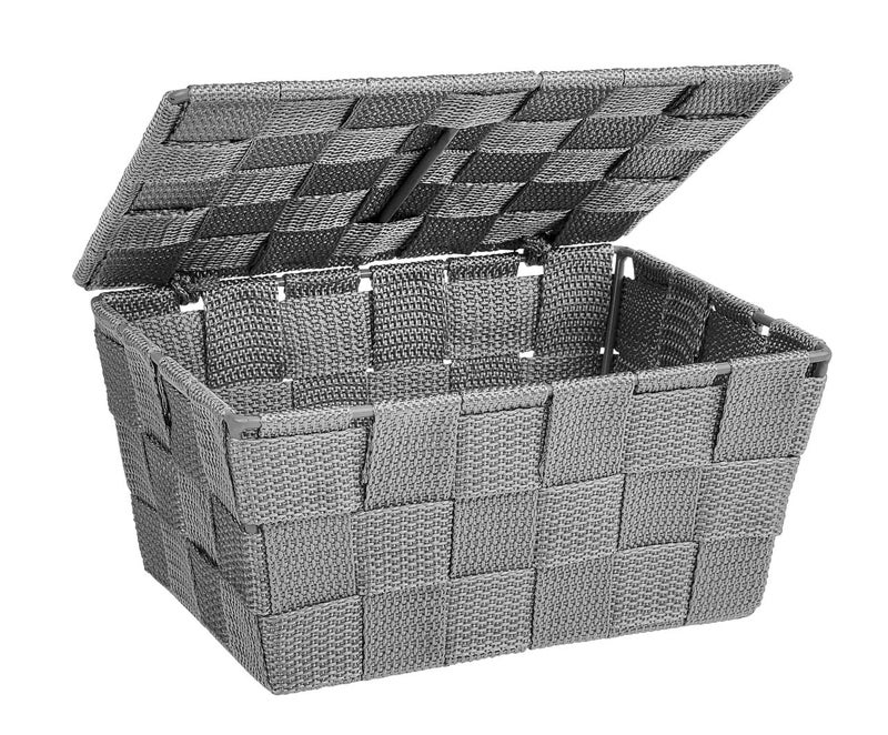 WENKO Storage basket Adria with lid in grey PP 19 x 14 x 10 cm