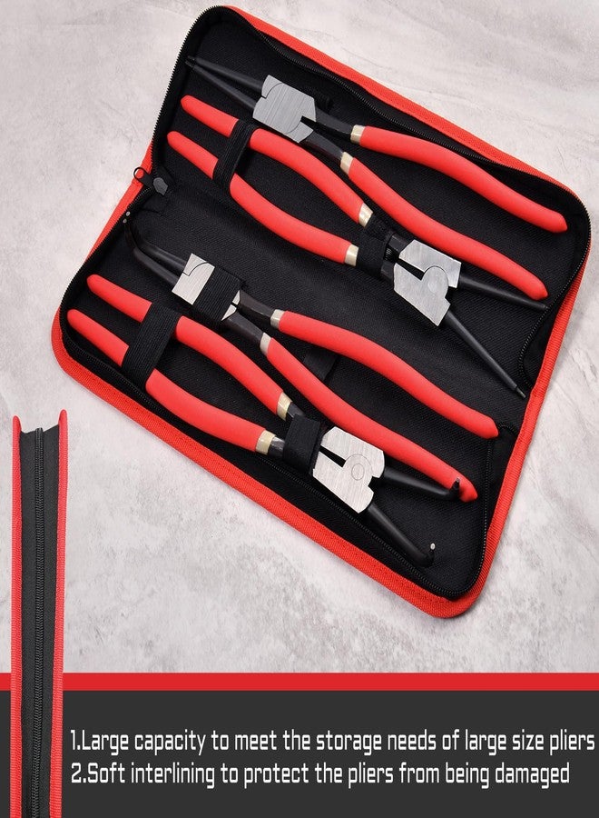 LEONTOOL 4 PCS Snap Ring Plier 13-Inch Heavy Duty Internal and External Circlip Pliers with Storage Pouch Straight Bent Jaw Tip Diameter 0.12" for Installing Removing Retaining Ring - Image 5