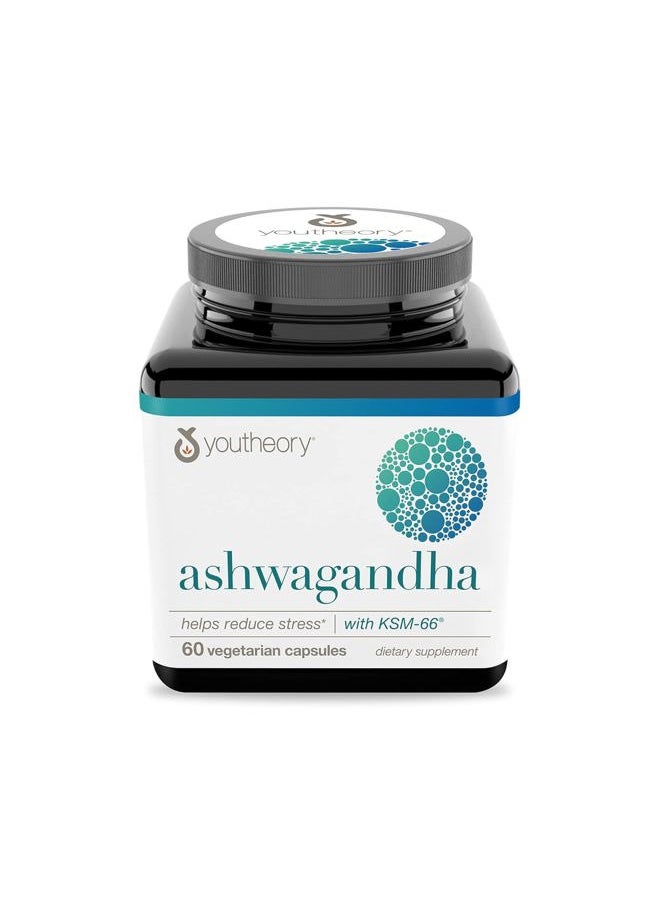 youtheory - Ashwagandha - 1,000 mg - Stress Support Supplement - Cortisol Support Supplement - Gluten, Dairy & Soy Free - 60 Vegetarian Capsules - Image 1