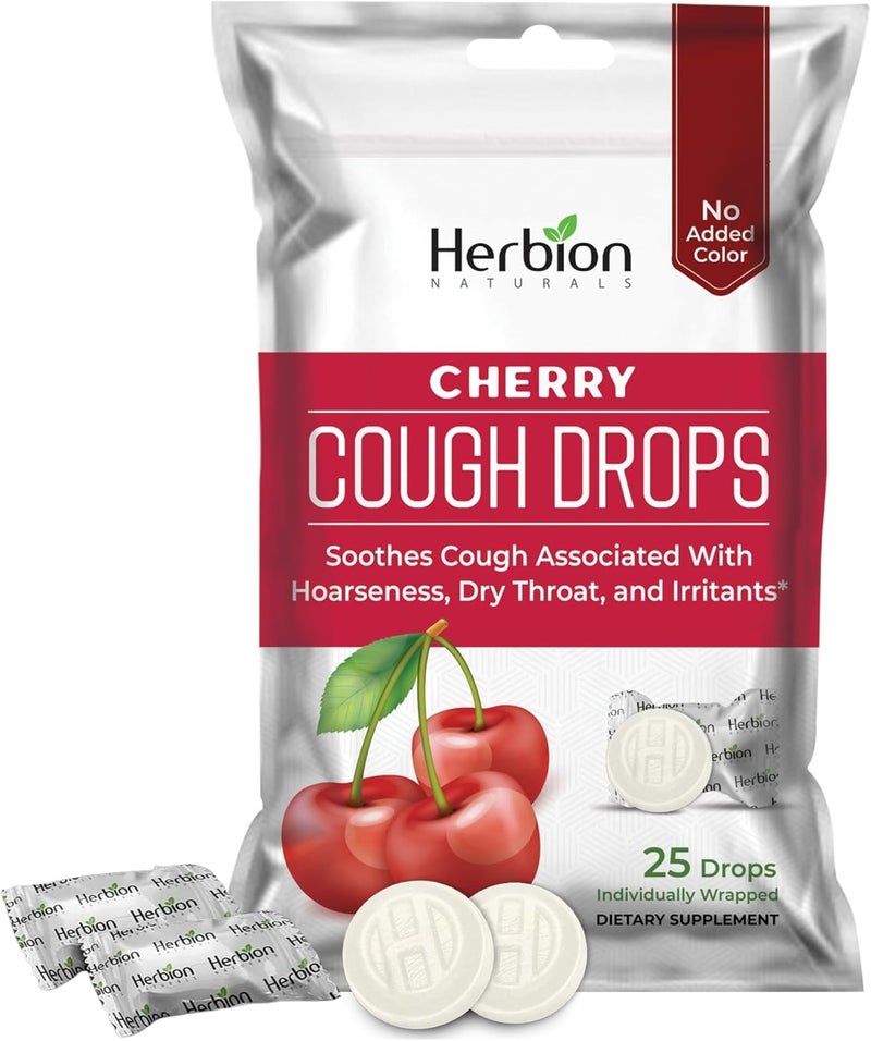HERBION Naturals Cough Drops with Natural Cherry Flavor Dietary Supplement Soothes Cough for Adults and Children Over 6 Years 25 Drops No Artificial Flavor  Pack of 5 125 Lozenges - Image 2
