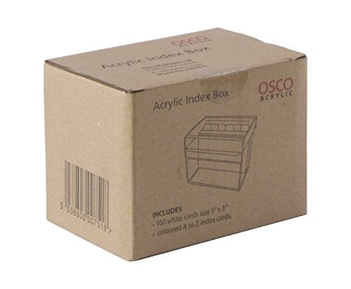 OSCO Clear Acrylic Index Box | Small | A to Z Divider Tabs | 100 Lined Note Sheets Included (5" X 3") | Ruled Revision Flash Cards | Recipe Notes | Contacts Filing | Fits 127 x 76 mm - Image 4